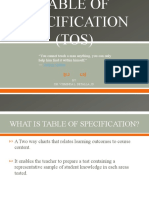 TOS Table of Specification: A Guide to Developing Valid and Reliable Tests