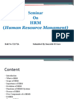 Seminar On HRM (Human Resource Manament) : Roll No-T21726. Submitted By:Saurabh M Gore