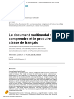 Le Document Multimodal - Le Comprendre Et Le Produire en Classe de Français