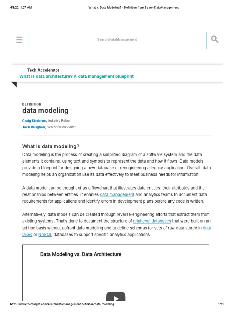 What Is Data Modeling Definition From SearchDataManagement PDF