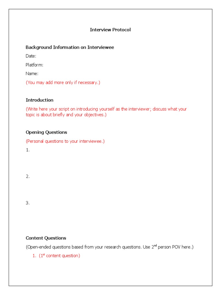 Interview Protocol Format | PDF