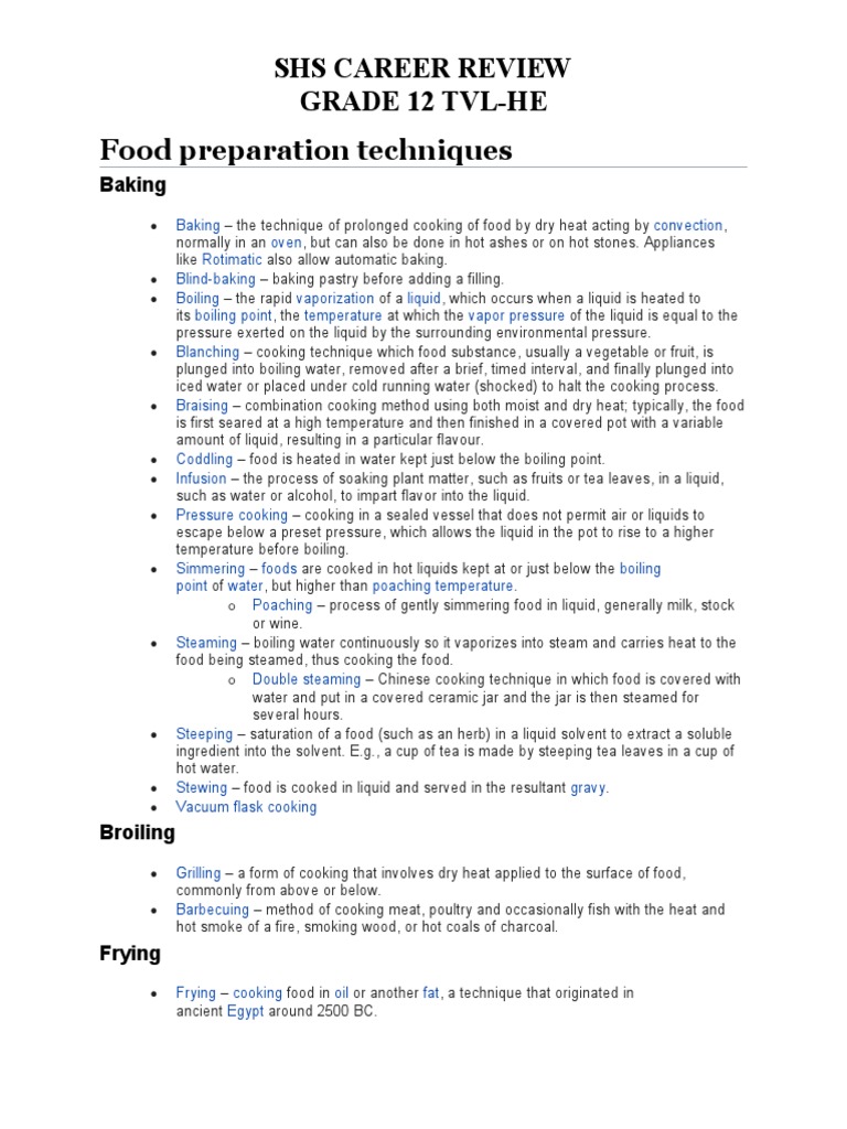 Food Preparation Techniques PDF Grilling Roasting