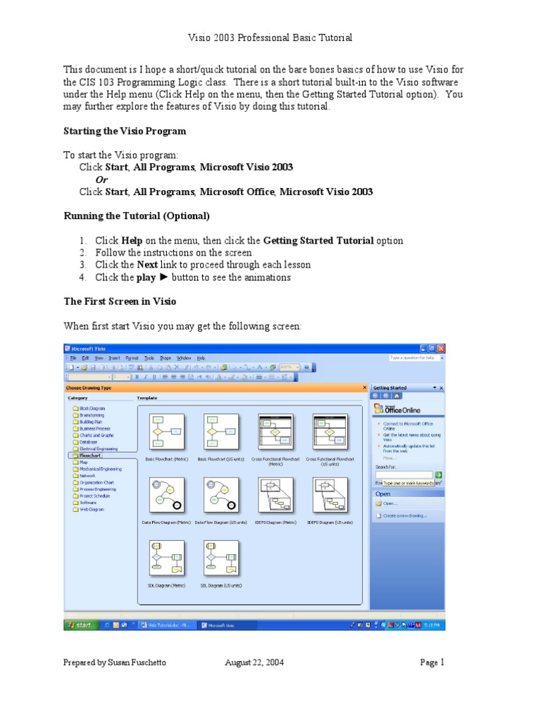 Visio 2003 Professional Basic Tutorial | PDF