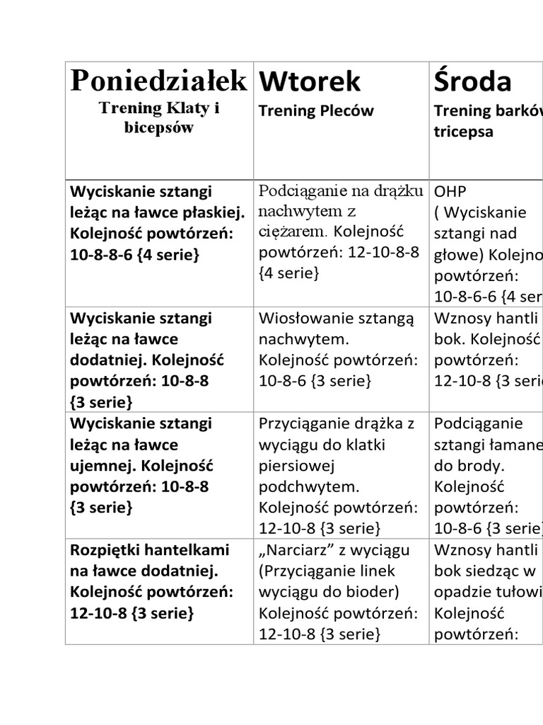 Plan Treningowy PDF