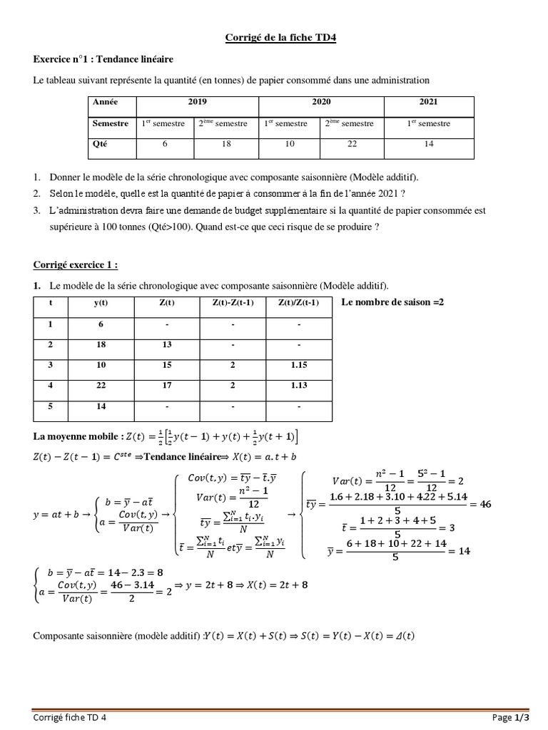 Corrigé TD4 : Modèles Chronologiques | PDF | Séries chronologiques