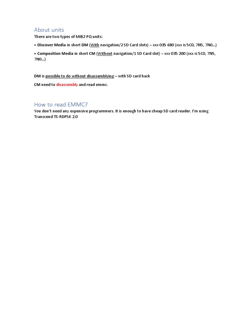 MIB2 STD PQ EmMc Tutorial | PDF | Computer File | Software
