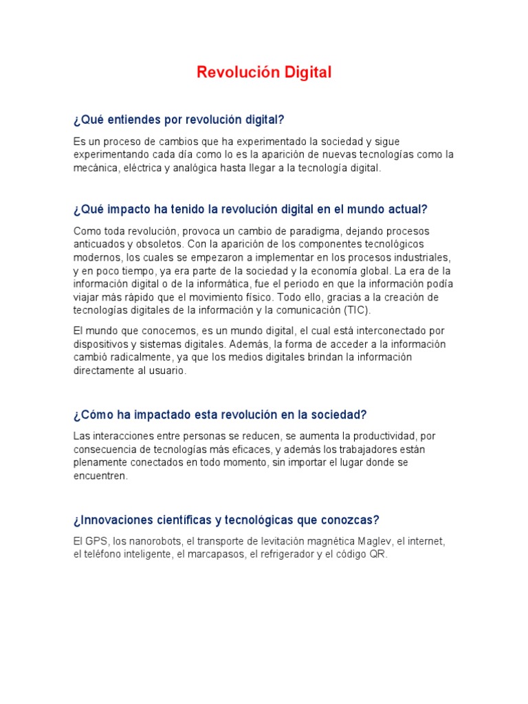 Impacto de la Revolución Digital en la Sociedad | PDF | Tecnología de ...