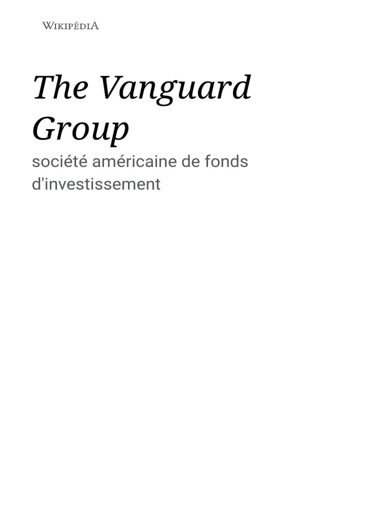 Présentation du Vanguard Group | PDF | Investissements et titres | Le ...