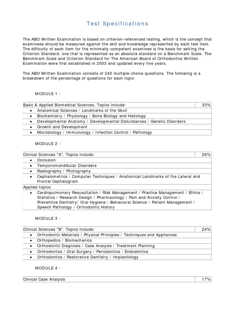 Test Specifications: Module 1 | PDF
