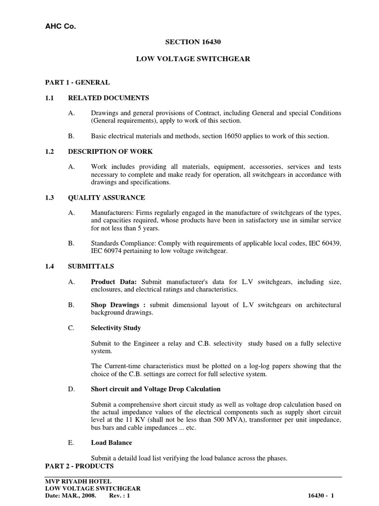Low Voltage Switchgear Installation Guide | PDF | Electrical Wiring ...