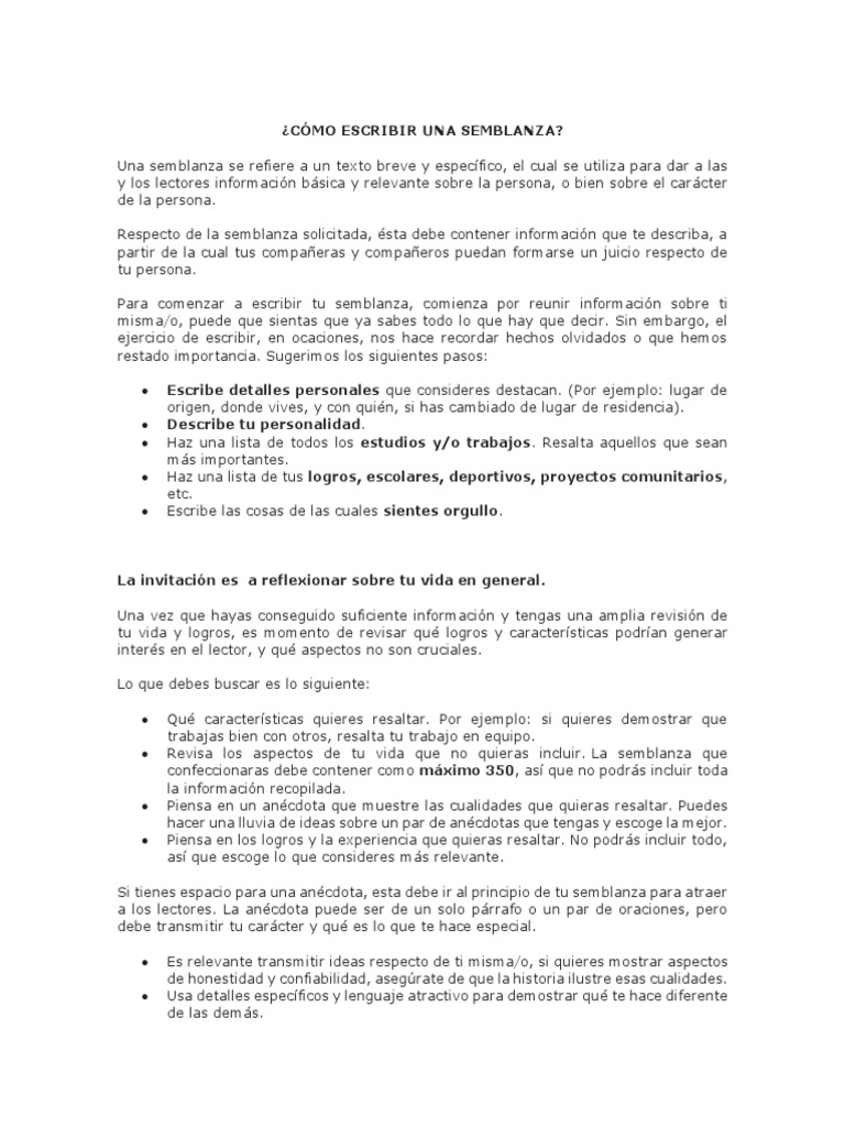 Cómo Escribir una Semblanza Efectiva | PDF | Información | Cognición