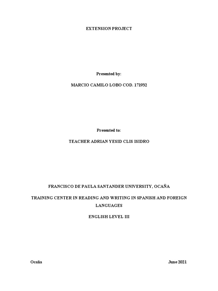 Extension Project PDF English Language Knowledge