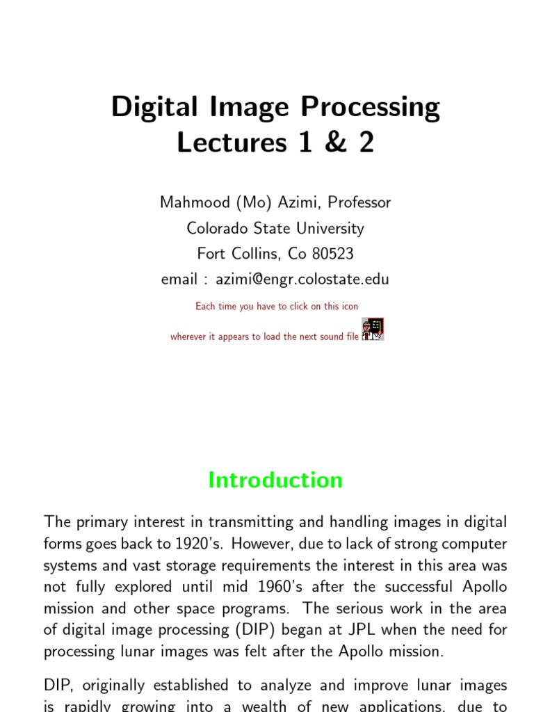 Digital Image Processing Lectures 1 & 2 | PDF | Computer Vision | Data ...