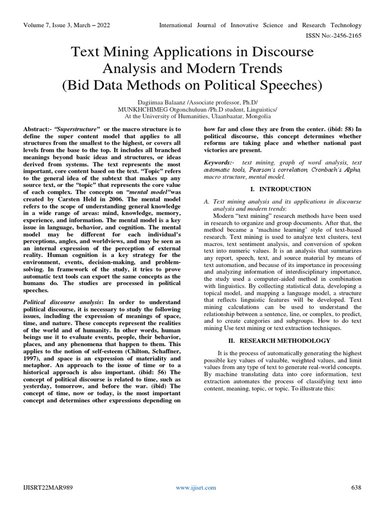 Text Mining in Political Discourse Analysis | PDF | Conceptual Model ...