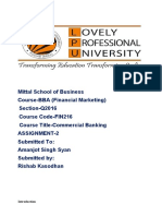 Mittal School of Business Course-BBA (Financial Marketing) : Section-Q2016 Course Code-FIN216
