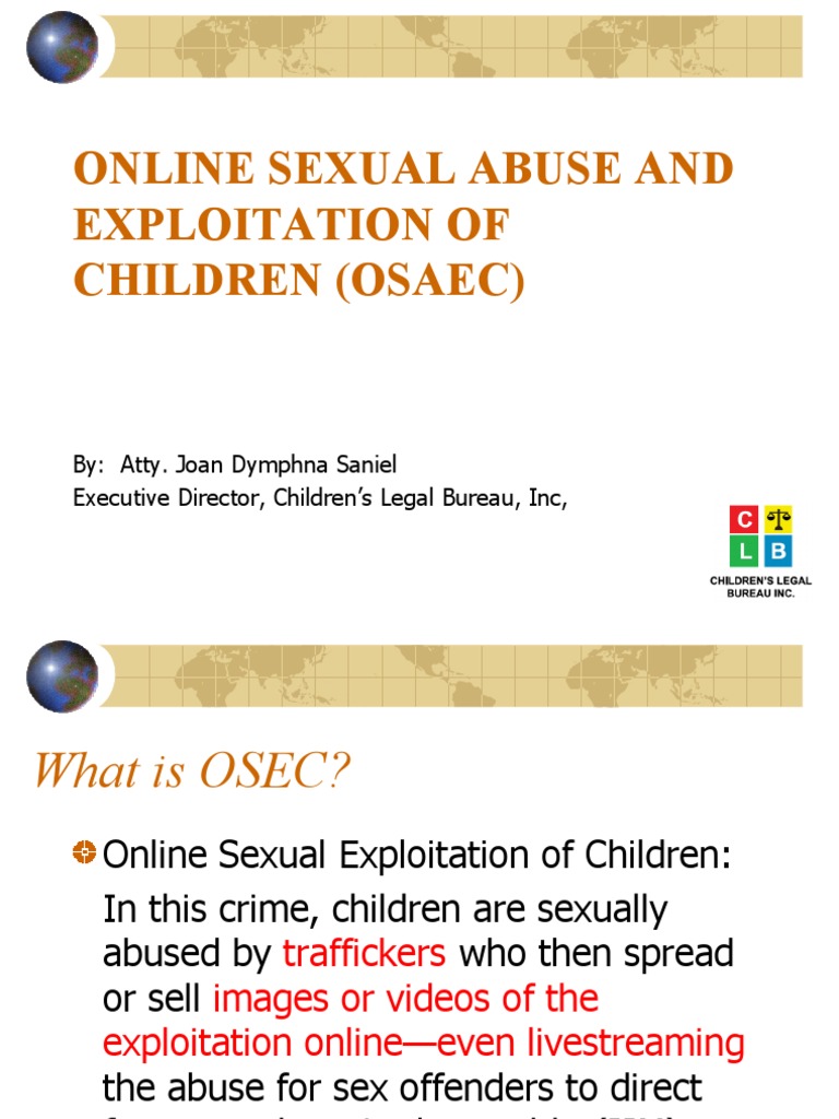 Online Sexual Abuse and Exploitation of Children (Osaec) | PDF | Child ...