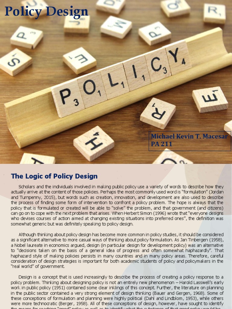 Policy Design for Policymakers | PDF | Scenario Planning | Policy