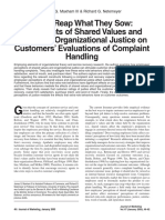 Firms Reap What They Sow: The Effects of Shared Values and Perceived Organizational Justice On Customers' Evaluations of Complaint Handling