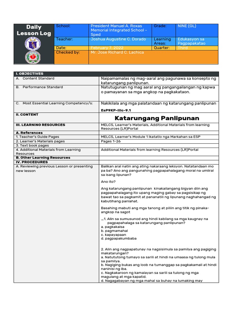 Cot in Esp 2022 Joshua | PDF