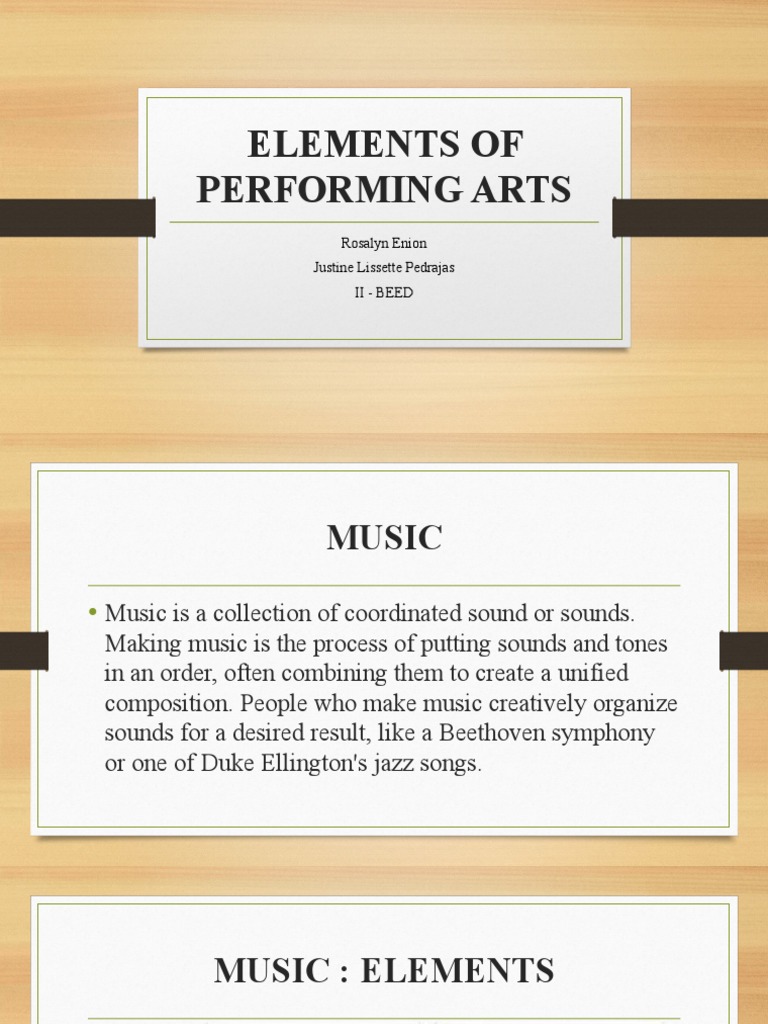 Elements of Performing Arts | PDF | Theatre | Dances
