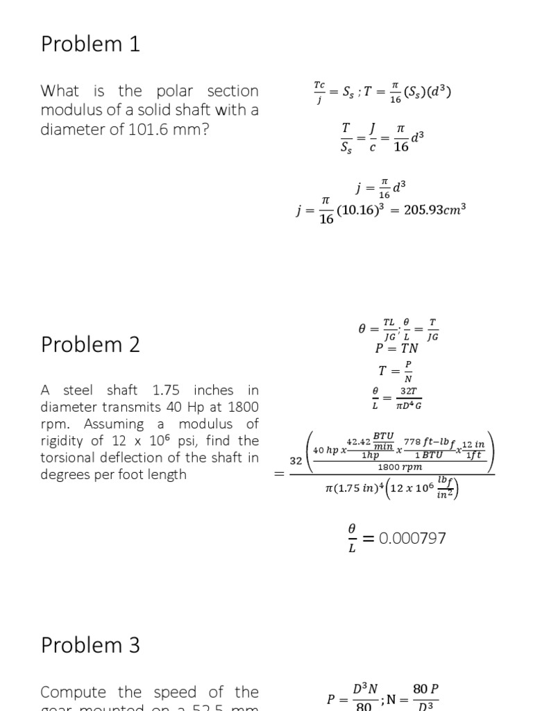 Shaft Design Problems and Solutions | PDF | Continuum Mechanics | Solid ...