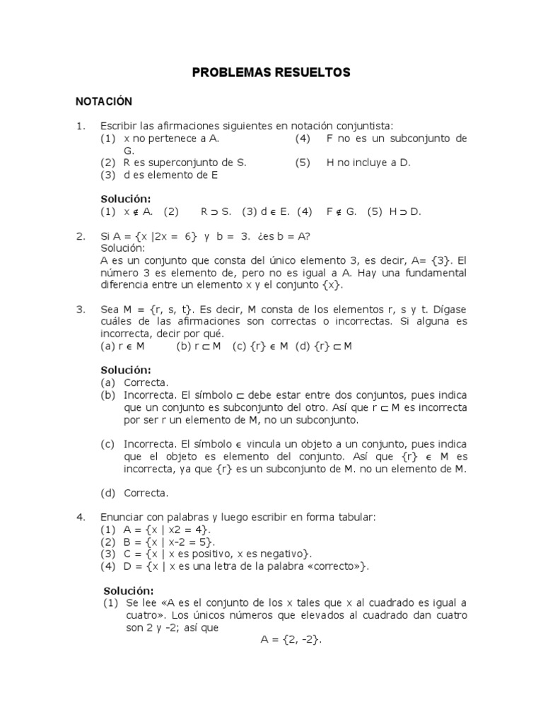 Problemas Resueltos De Conjuntos