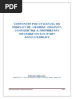 Corporate Policy Manual On Ethical Conduct Avoidance of Conflict of Interest and Protection of Confidential and Proprietary