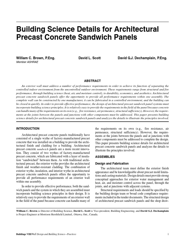 Building Science for Precast Concrete Walls | PDF | Precast Concrete ...