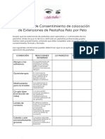 Formulario de Consentimiento de Colocaciã N de Extensiones de PestaÃ As Pelo Por Pelo