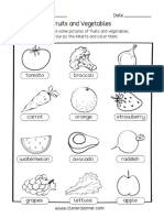 4 Fruit and Vegetable Preschool Worksheet