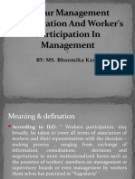 Labour Management Co-Operation and Worker's Participation in Management