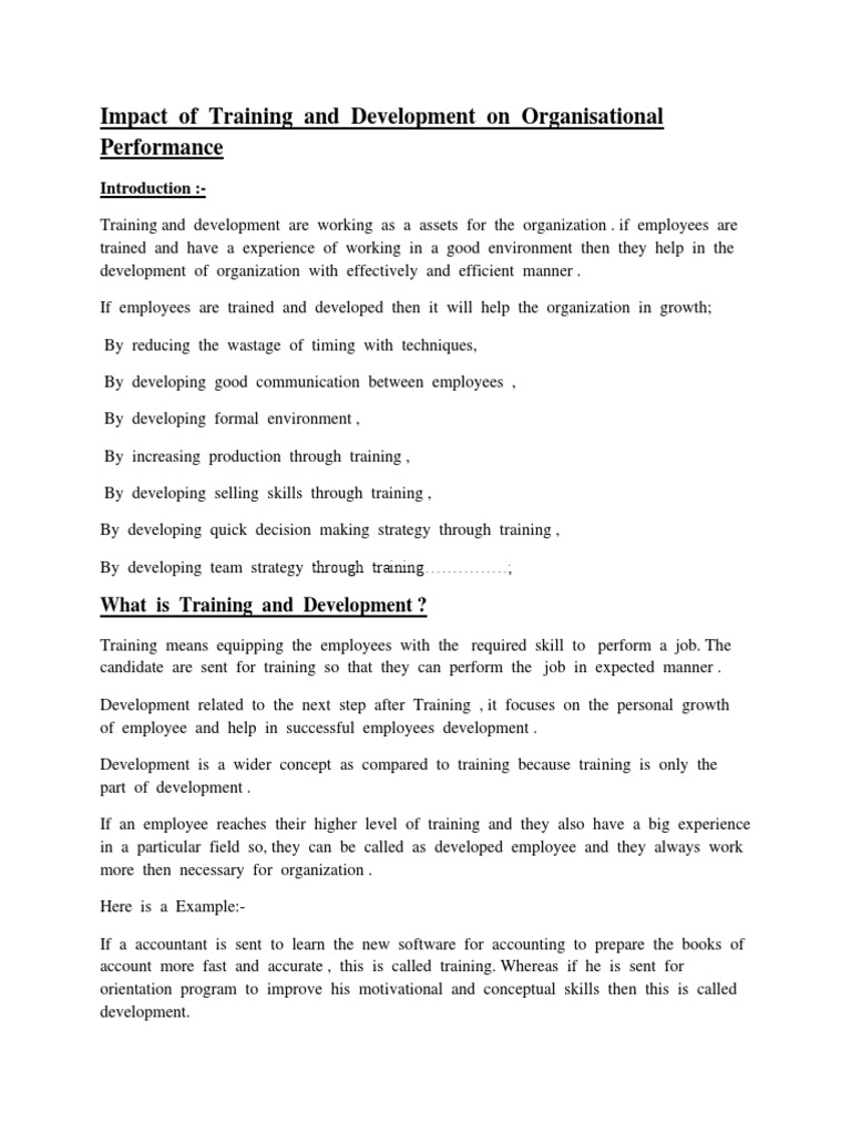 Impact of Training and Development On Organisational Performance | PDF ...