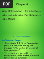 Wage Determination, The Allocation of Labor and Alternative Pay Schemes in Labor Market