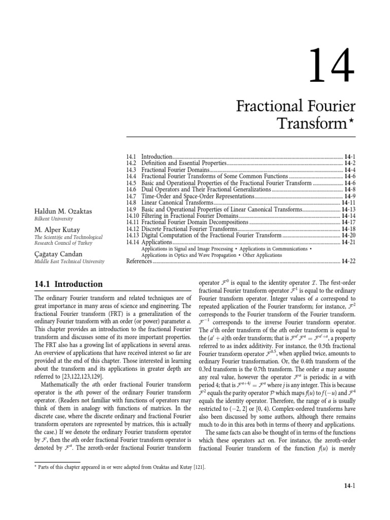 Fractional Fourier Transform Overview | PDF | Fourier Transform ...