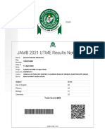 UTME Main Examination Results Notification