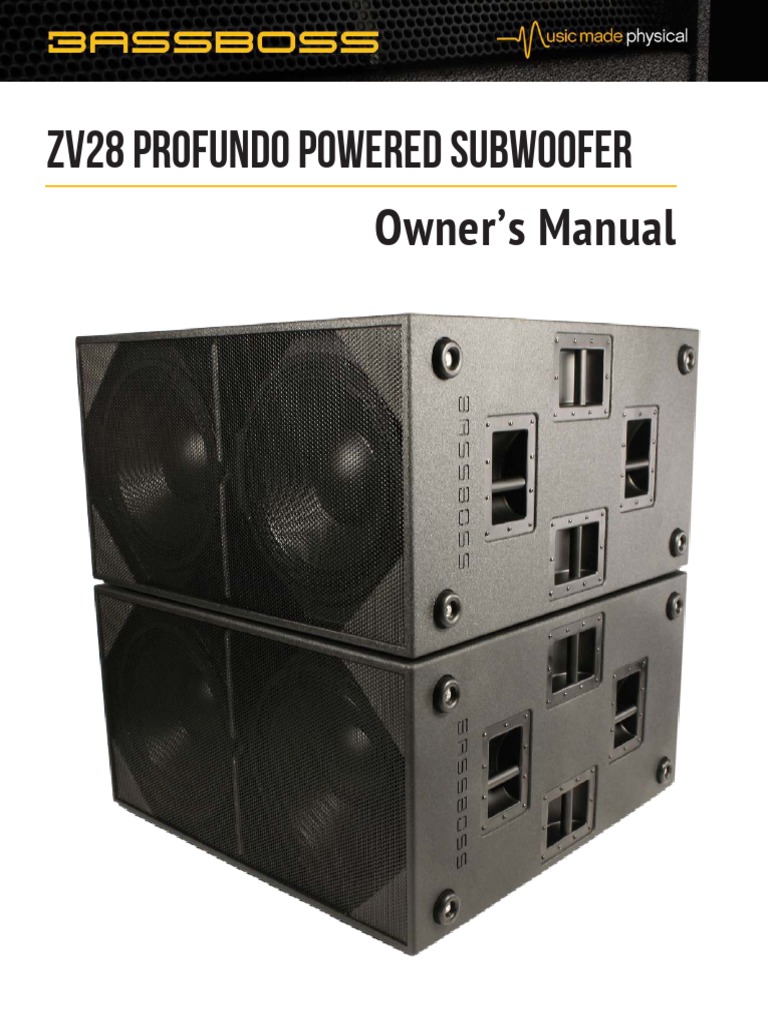 BASSBOSS ZV28 Powered Subwoofer Manual PDF Loudspeaker Electrical