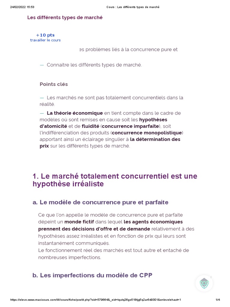 Types de marché et concurrence | PDF | Monopole | Concurrence pure et ...