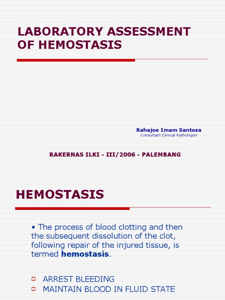 Laboratory Assessment of Hemostasis | PDF | Coagulation | Hemostasis