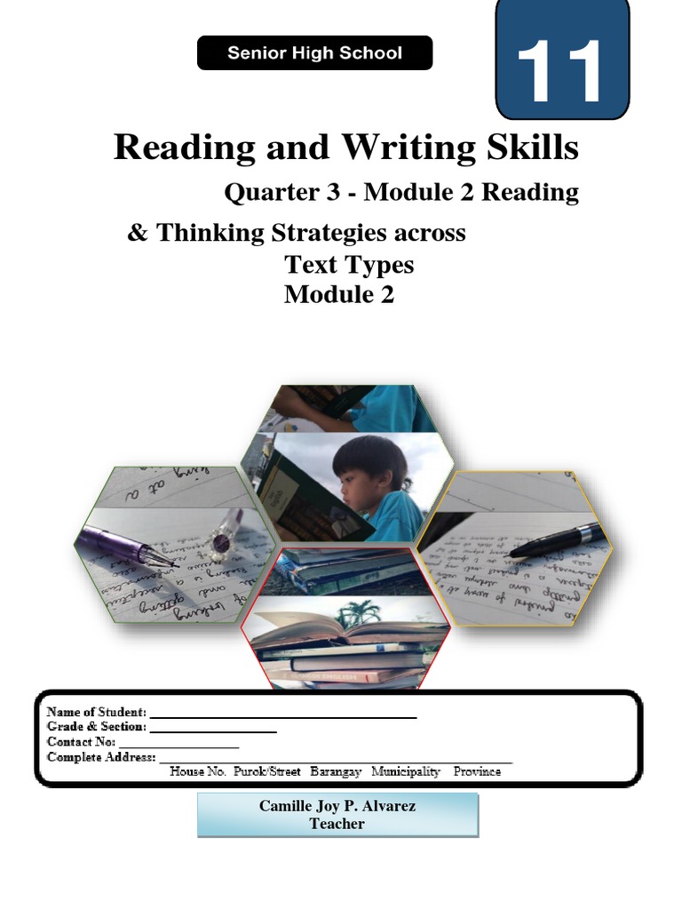 Reading and Writing Skills Quarter 3 Module 2 Reading & Thinking Strategies Across Text Types