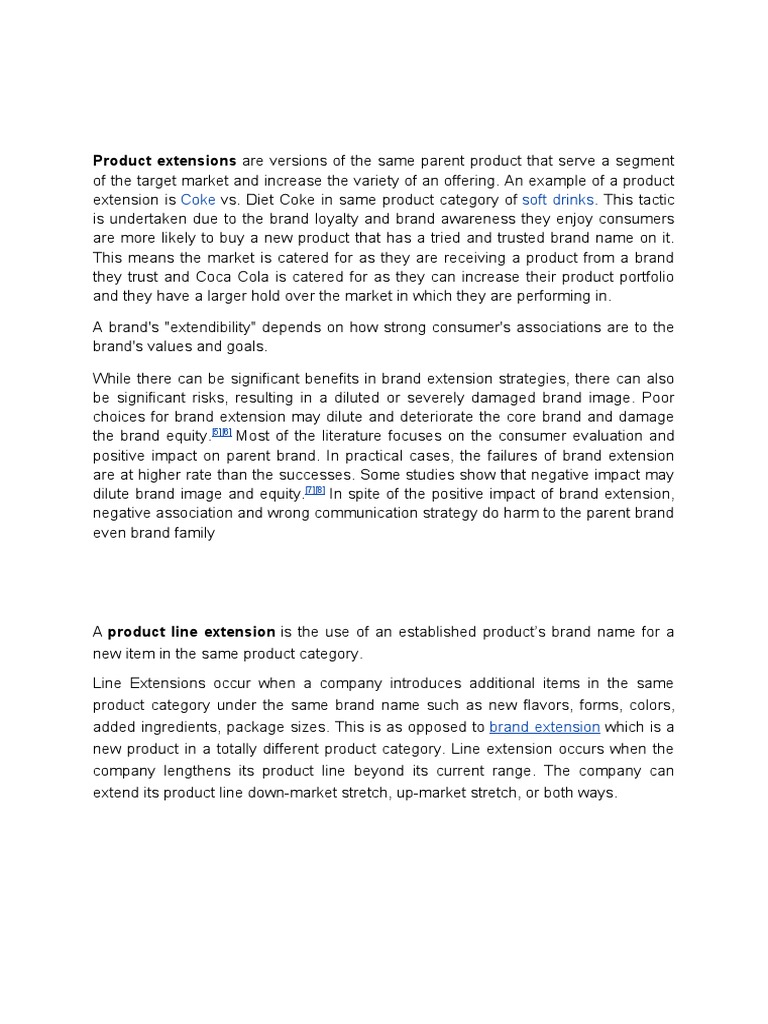 Brand Extension Line Ext Definitions PDF Economies Public Sphere