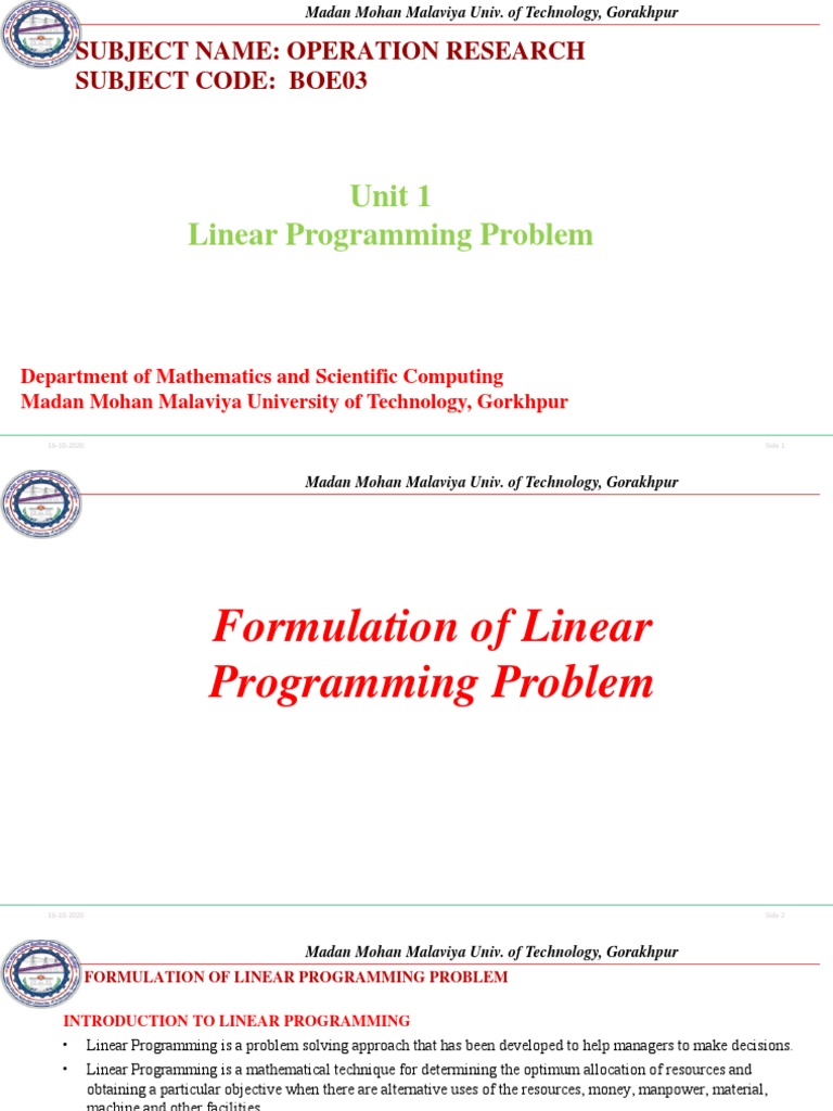 Operation Research | PDF | Mathematical Optimization | Linear Programming