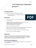 DQS103 Preliminary Estimates Assignment 1: Learning Outcomes