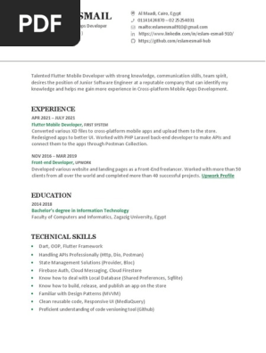 Eslam Esmail's CV - Flutter Mobile Developer