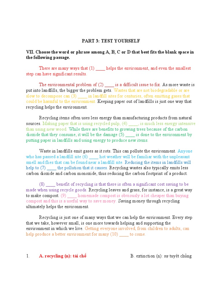 Part 3 test yourself vii choose the word or phrase among a b c or d