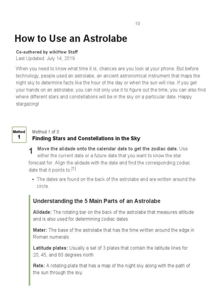 3 Ways To Use An Astrolabe - Wikihow, PDF, Zodiac