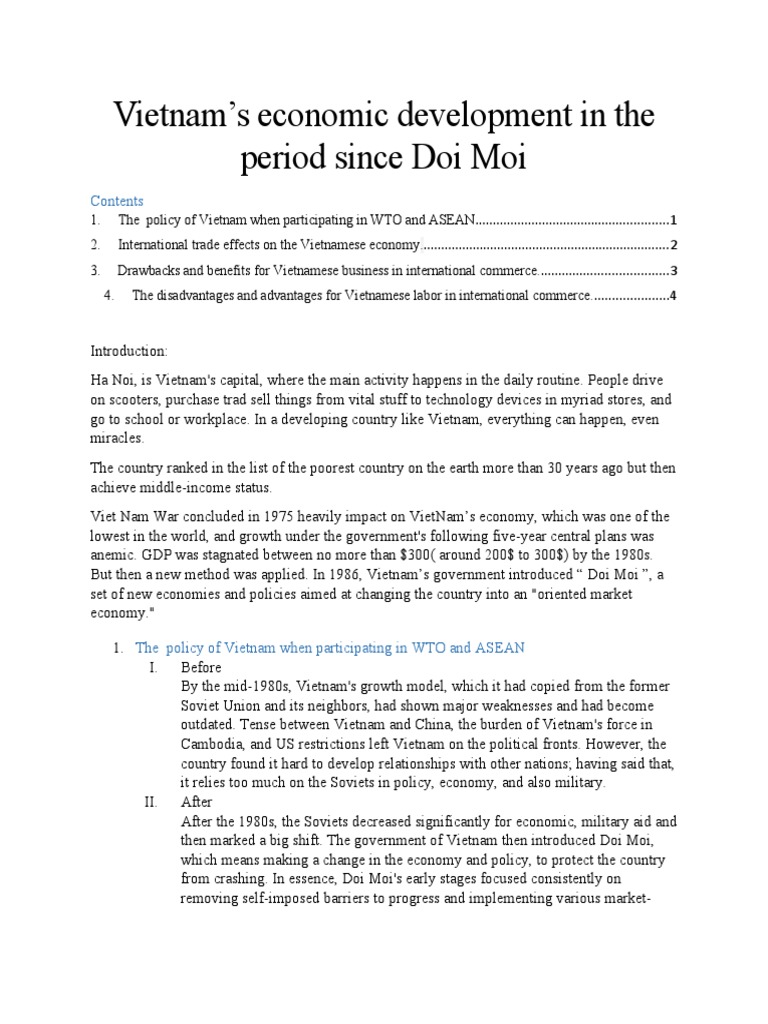Vietnam's Economic Development in The Period Since Doi Moi | PDF ...