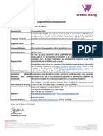 Corporate Actions Announcement: E-Dividend Mandate Activation Form