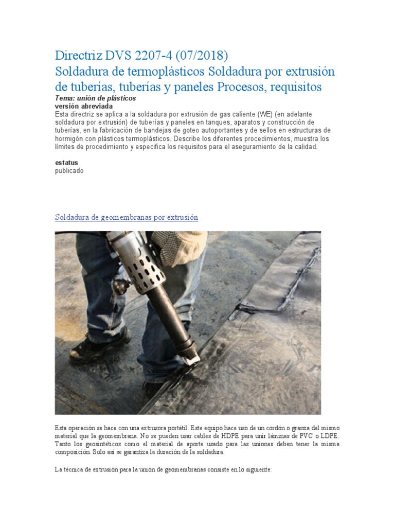 Directriz DVS 2207-4: Soldadura por Extrusión | PDF | Construcción ...