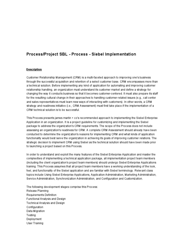 Siebel Implementation Process Guide | PDF | Component Based Software ...