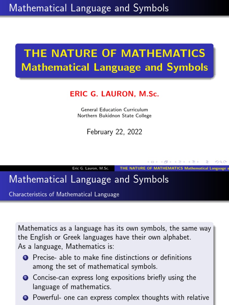 Module2-Mathematical Language and Symbols | PDF | Set (Mathematics ...
